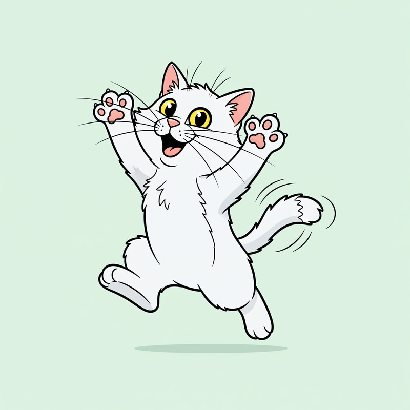 Joyful Cartoon Cat Art - Playful & Colorful Design
