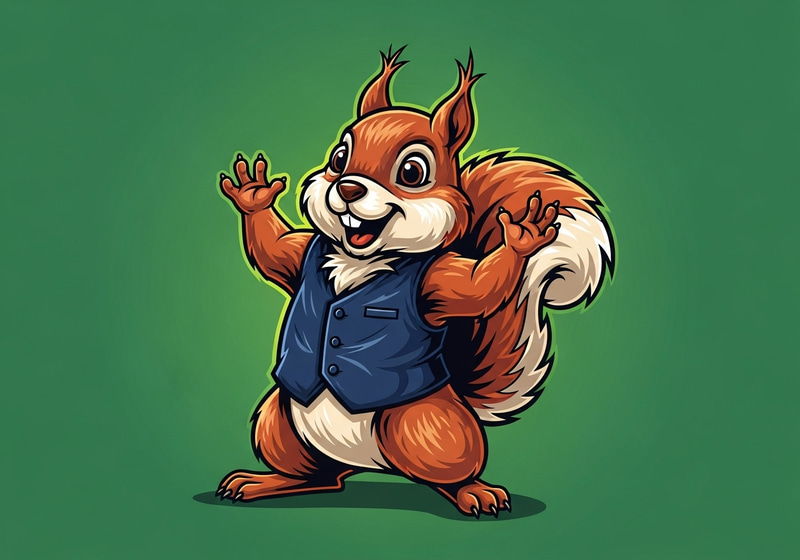 Happy Navy Vest Squirrel Mascot Vector Design