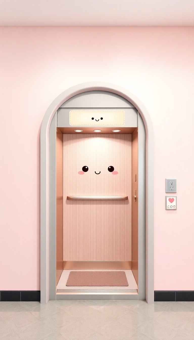 Cute Kawaii Elevator in Pastel Modern Design Cute Kawaii Elevator in Pastel Modern Design