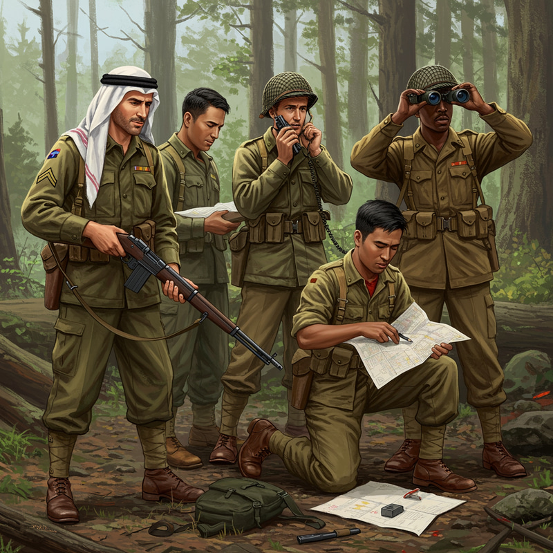 Diverse Soldiers in WWII: A Historical Scene Diverse Soldiers in WWII: A Historical Scene