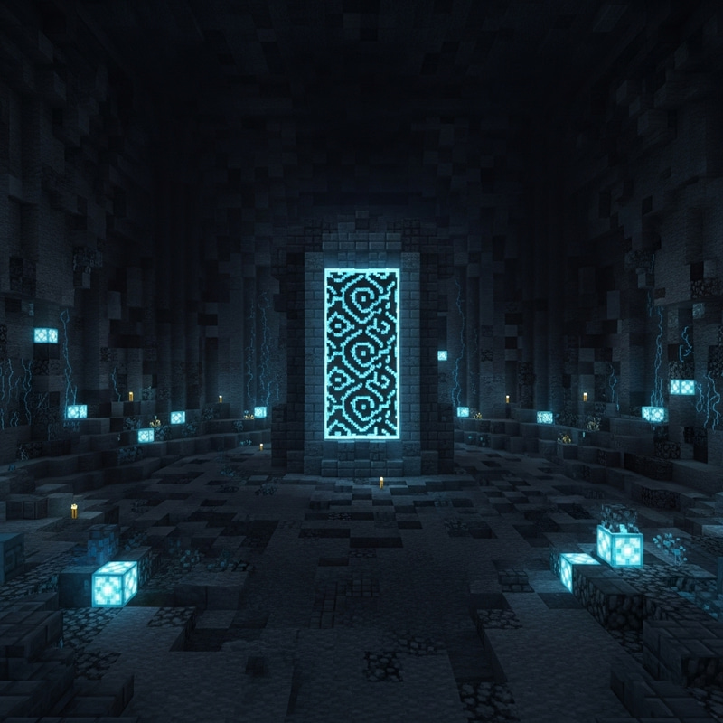 Minecraft Ancient City Portal in Dark Room Minecraft Ancient City Portal in Dark Room