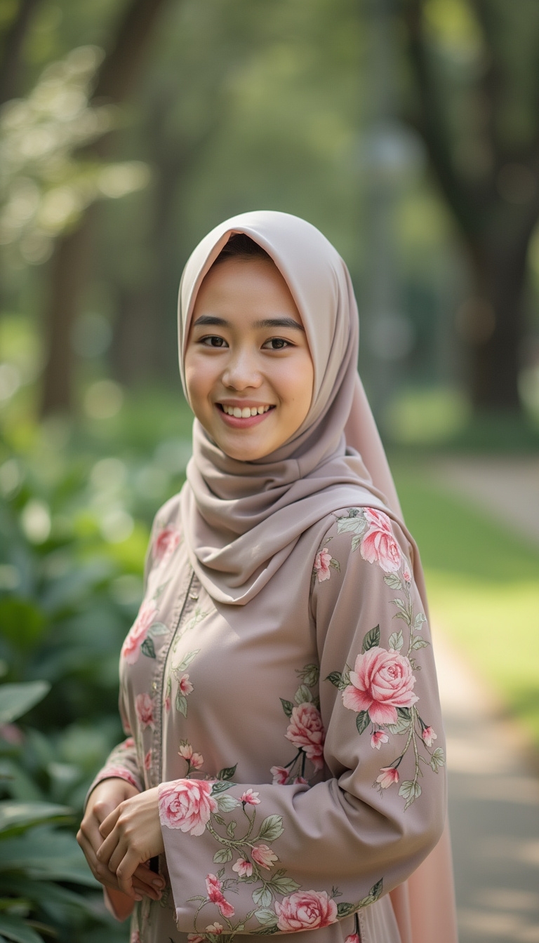 Captivating Malay Portrait in Floral Kaftan