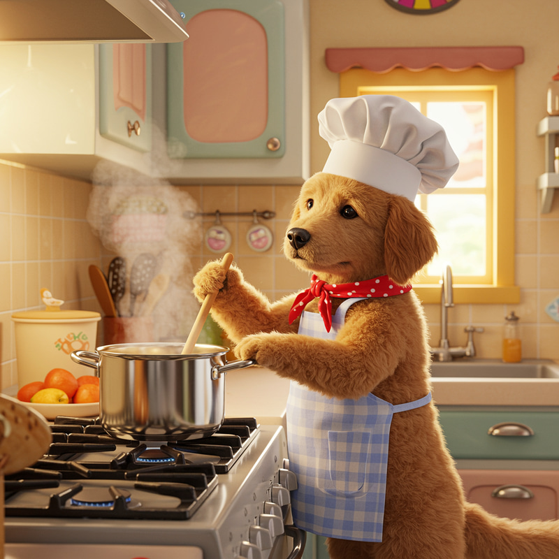 Adorable Chef Dog Cooking Adorable Chef Dog Cooking