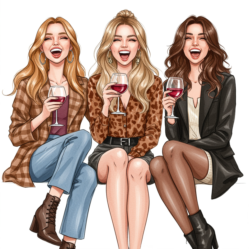 Stylish Besties in Trendy Outfits | Fun Watercolor Art