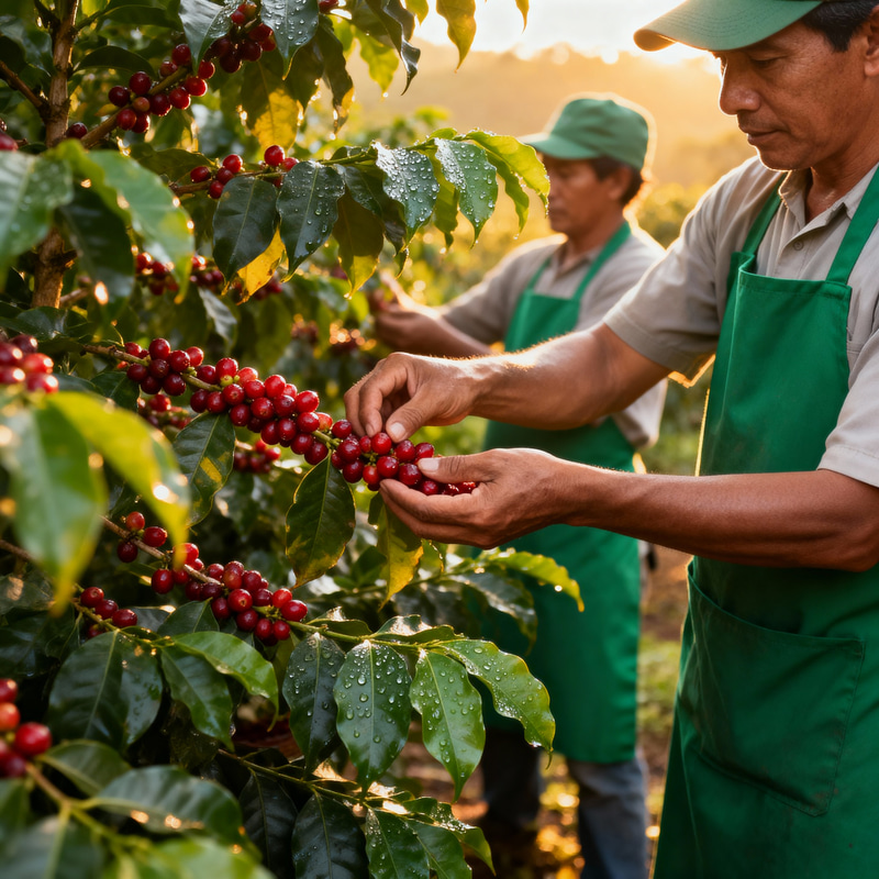 Coffee Farmers Picking Coffee - Sustainable Harvesting