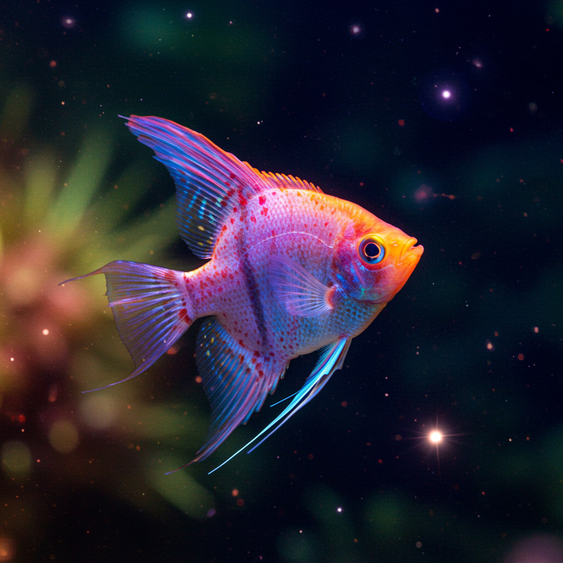 Cosmic Fluorescent Angel Fish: A Vision of Elegance Cosmic Fluorescent Angel Fish: A Vision of Elegance