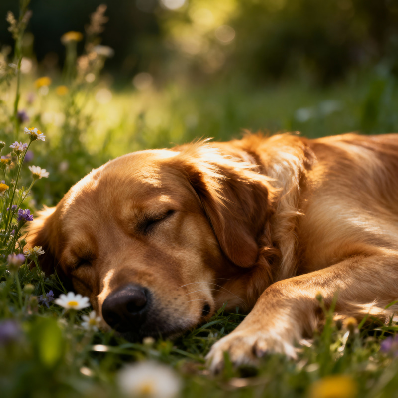 Peaceful Dog in Eternal Rest | Tranquil Nature Scene Peaceful Dog in Eternal Rest | Tranquil Nature Scene