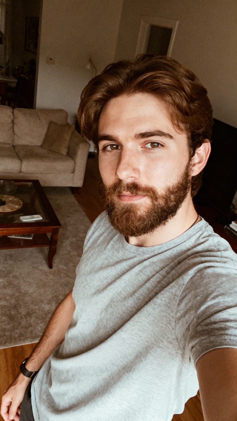 29-Year-Old Man with Brown Hair in His Living Room Selfie 29-Year-Old Man with Brown Hair in His Living Room Selfie