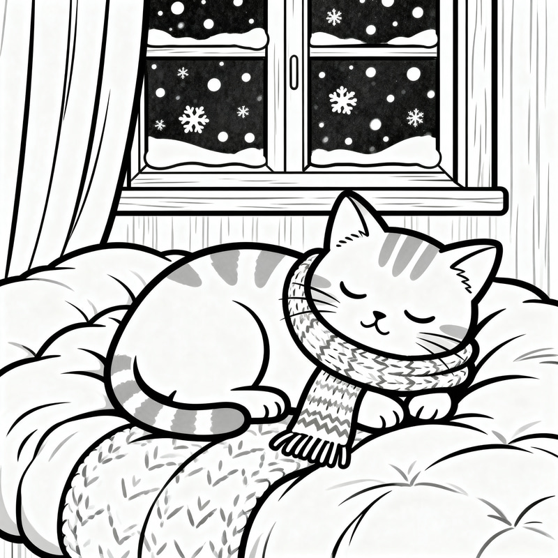 Cozy Kitten Coloring Page Cozy Kitten Coloring Page