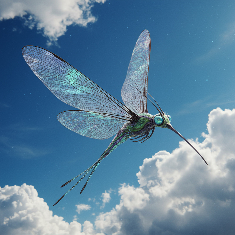 Flying Creature with Dragonfly-Like Wings Flying Creature with Dragonfly-Like Wings
