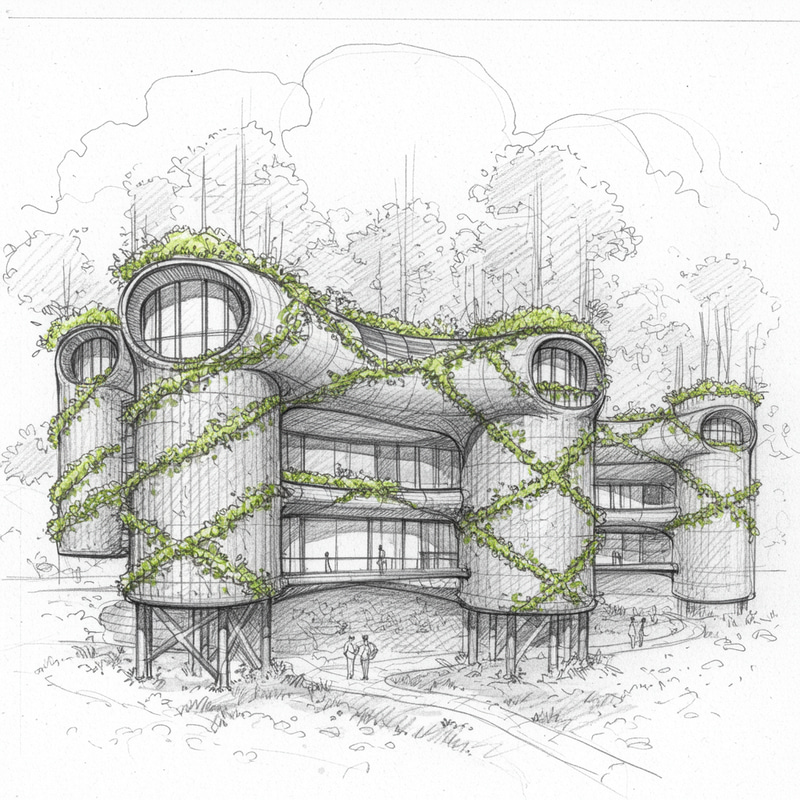 Eco Lodge Architectural Design Sketch Eco Lodge Architectural Design Sketch