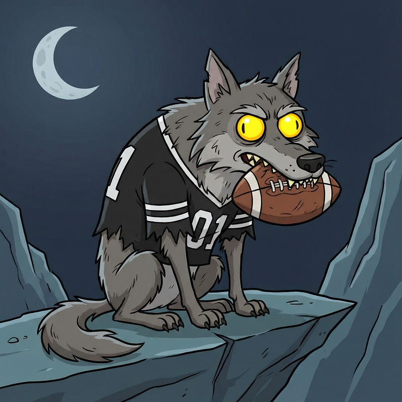 Lone Wolf with Glaring Eyes in Cartoon Style