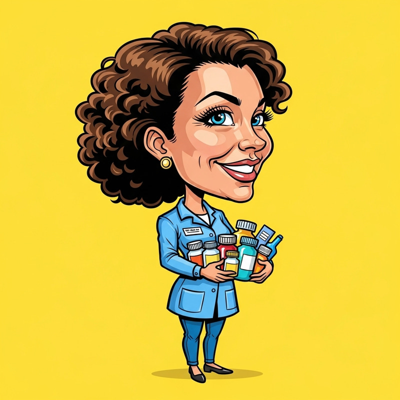 Lady Pharmacist Caricature – Unique Art Illustration Lady Pharmacist Caricature – Unique Art Illustration