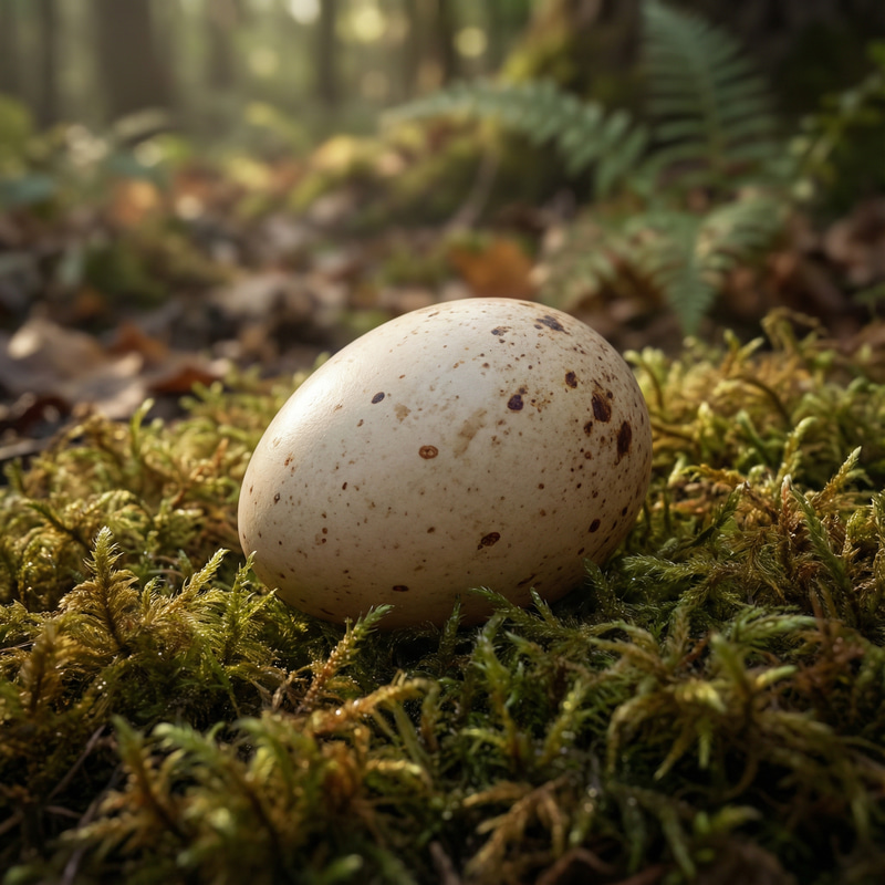 Perfectly Smooth Speckled Egg in Moss Close-Up