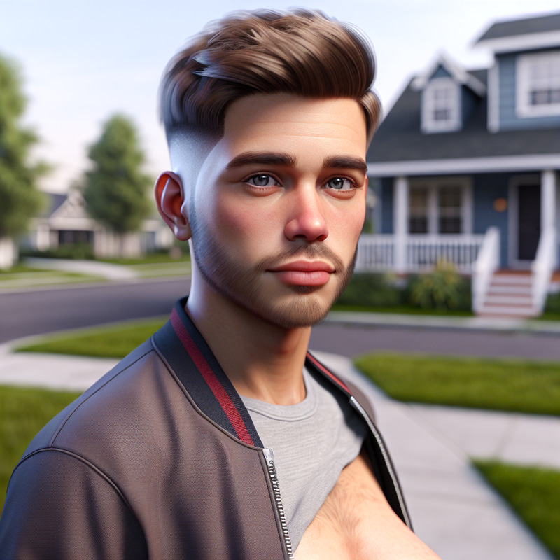 American Teenage Boy with Nine-Month Pregnancy Digital Portrait