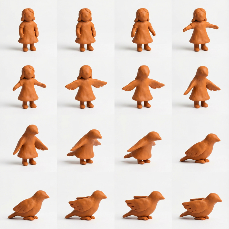 Smooth Claymation: Girl to Bird Animation