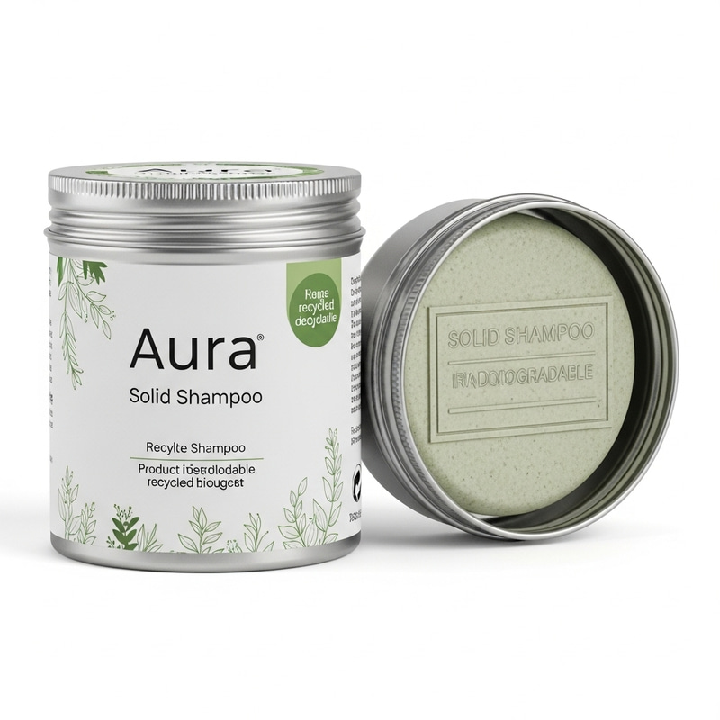 Eco-Friendly Solid Shampoo Packaging for Aura Eco-Friendly Solid Shampoo Packaging for Aura