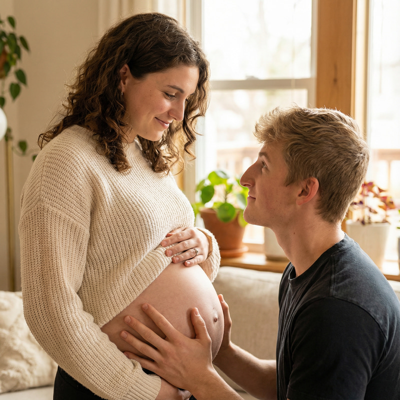 Pregnant Woman and Partner Cherishing Moments