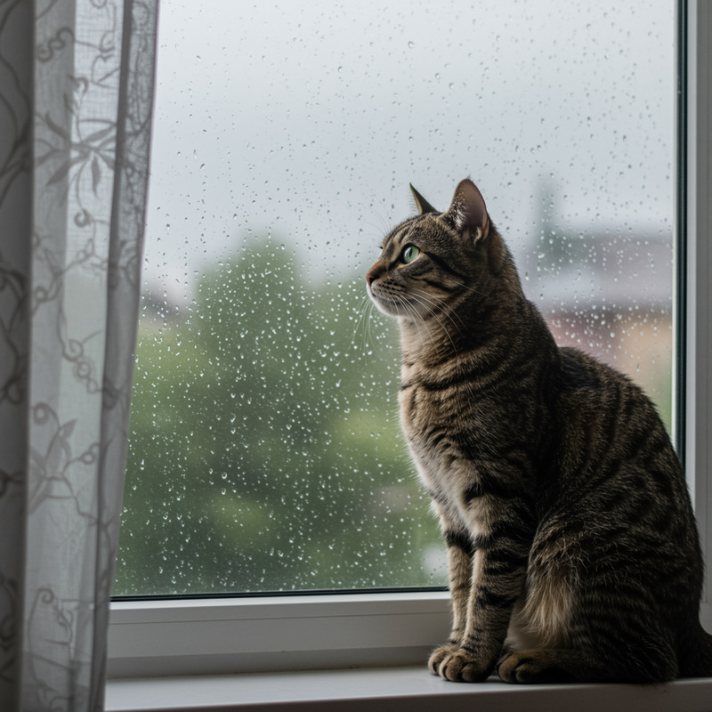 Cat in the Rain - Captivating Moments Cat in the Rain - Captivating Moments