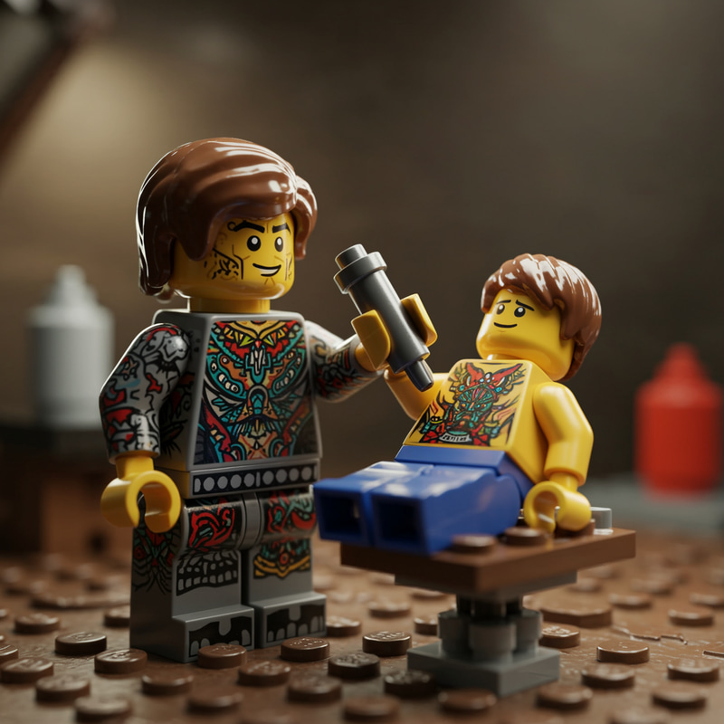Lego Tattooed Figure: Unique Tattoo Art