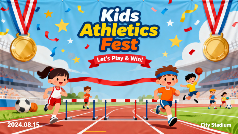 Vibrant Kids Athletics Event Banner Backdrop Vibrant Kids Athletics Event Banner Backdrop