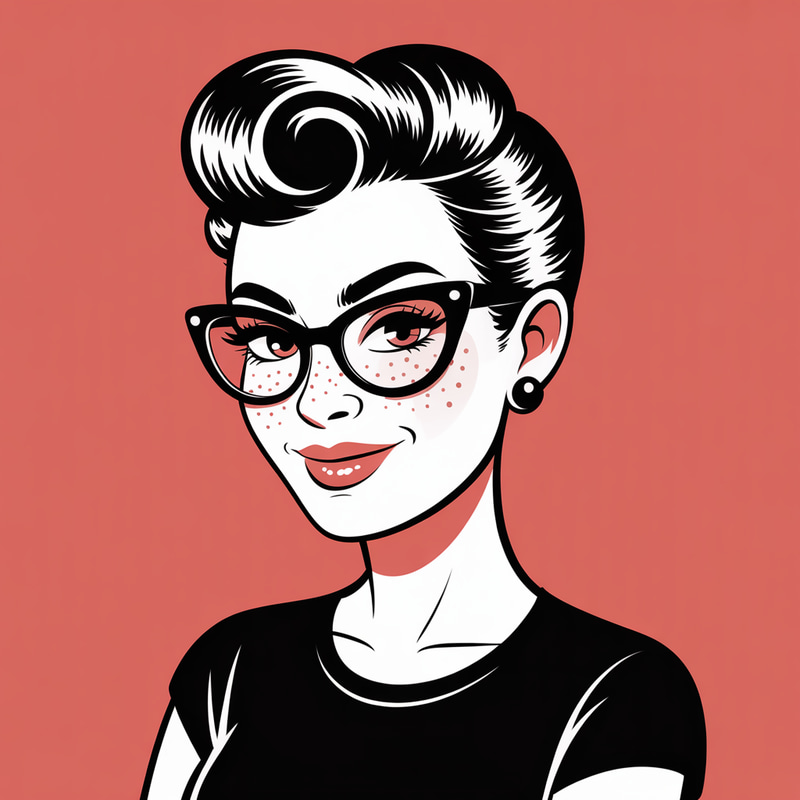 Rockabilly Woman Cartoon Headshot Illustration Rockabilly Woman Cartoon Headshot Illustration
