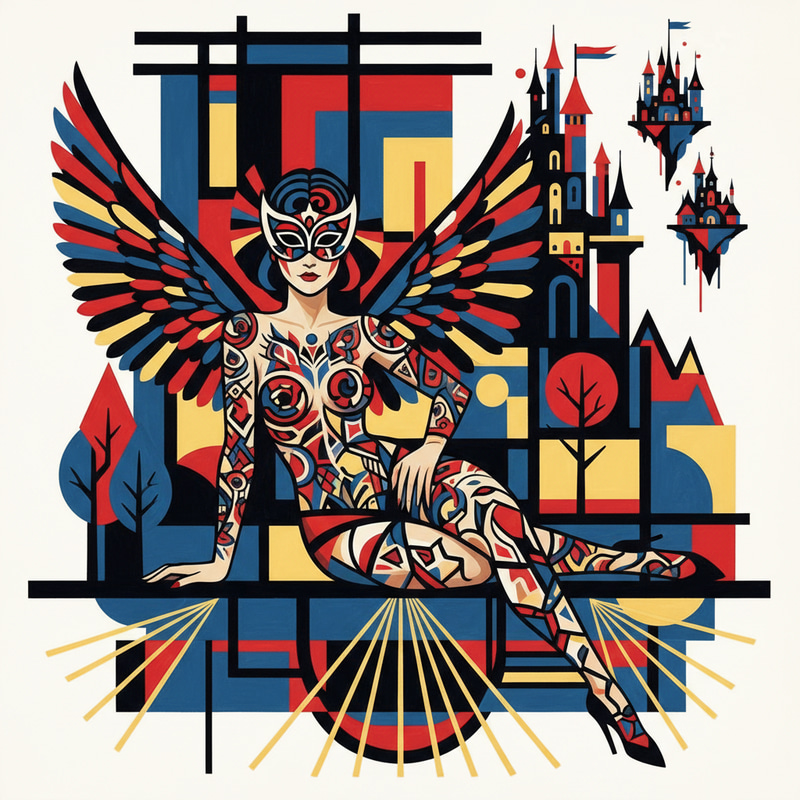 Gothic Burlesque Pixie Art | De Stijl Inspired Gothic Burlesque Pixie Art | De Stijl Inspired