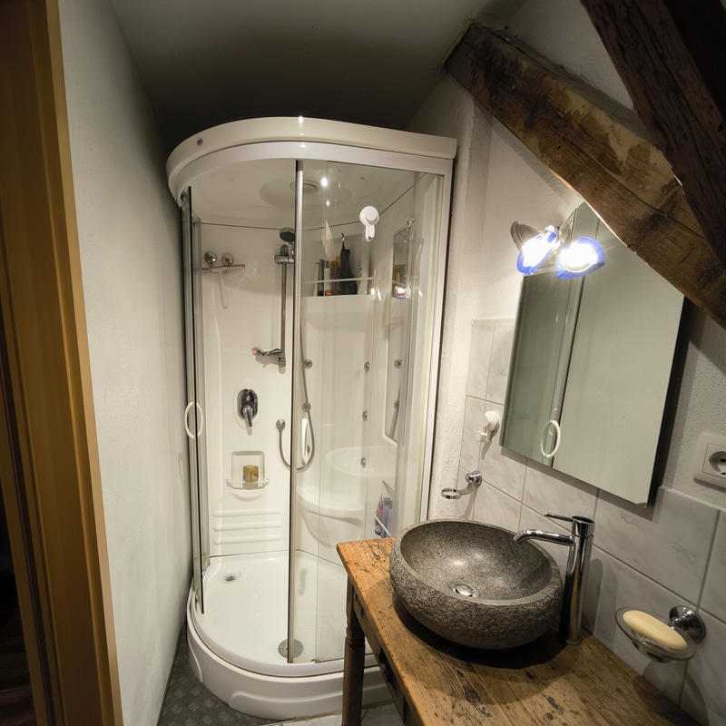 Vintage Wooden Washbasin with Stone Sink Vintage Wooden Washbasin with Stone Sink