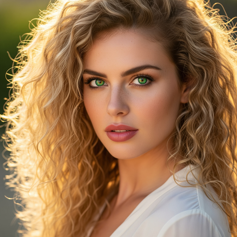 Gorgeous 32-Year-Old Woman with Long Blondish Curls