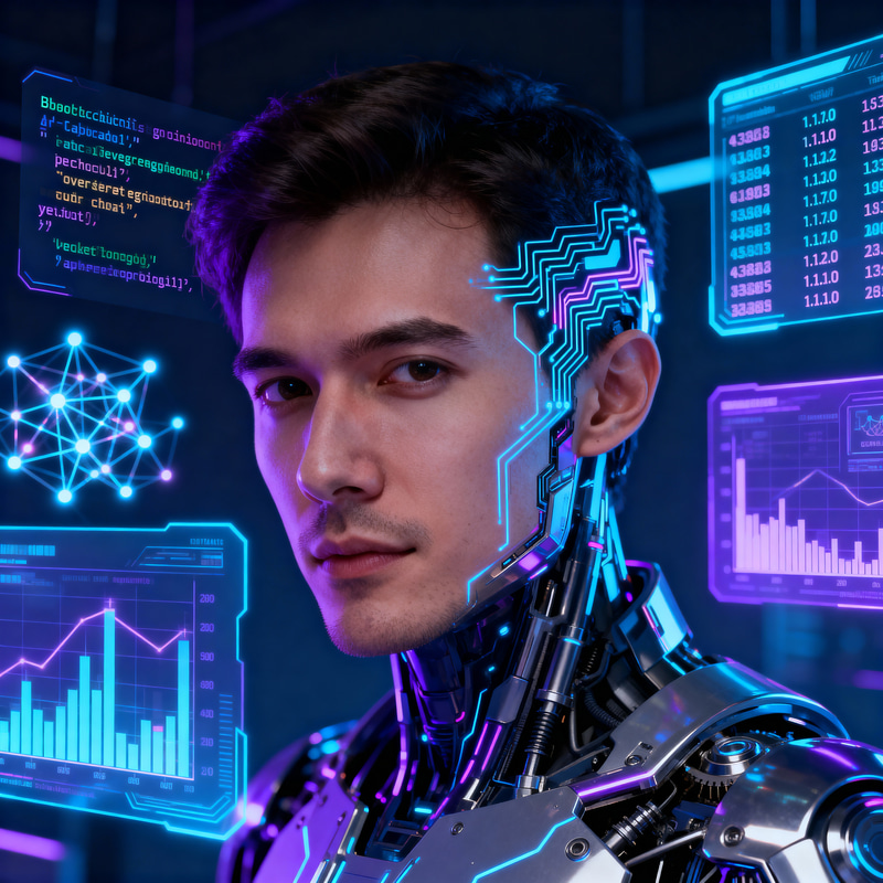 Futuristic Blockchain & AI Expert Avatar Design