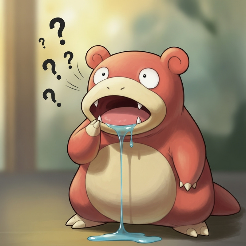 Whimsical Slowpoke: A Painterly Pokémon Scene