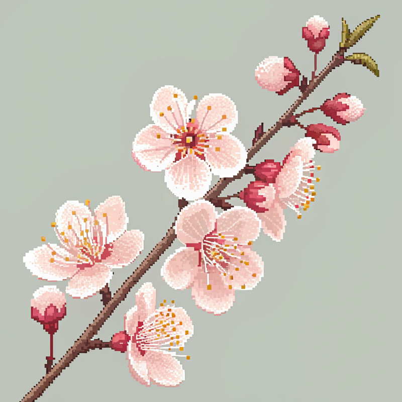 Plum Blossom Pixel Art - Unique Digital Creations Plum Blossom Pixel Art - Unique Digital Creations