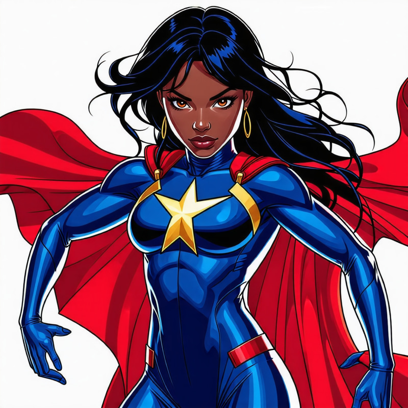 Dynamic African American Female Marvel Superhero Illustration Dynamic African American Female Marvel Superhero Illustration