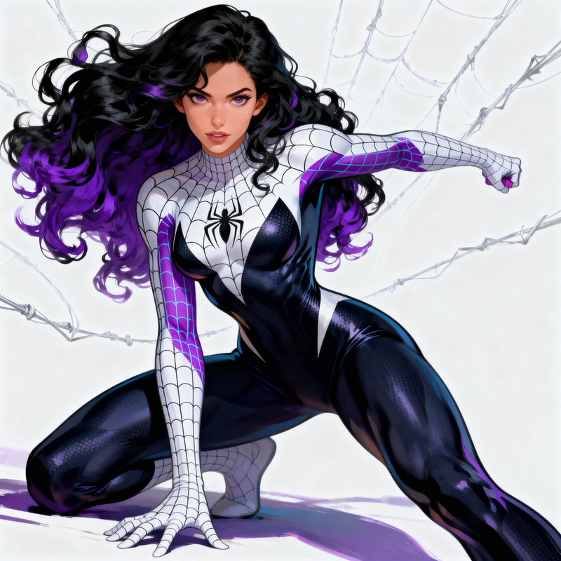 Stunning Spider Woman with Curly Hair Stunning Spider Woman with Curly Hair