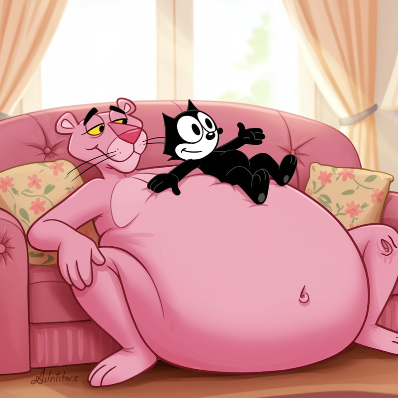Felix the Cat and The Pink Panther Cuddle Felix the Cat and The Pink Panther Cuddle