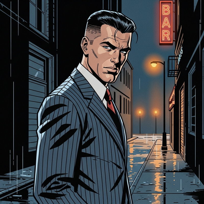 Elegant Italian-American Man in Pinstriped Suit