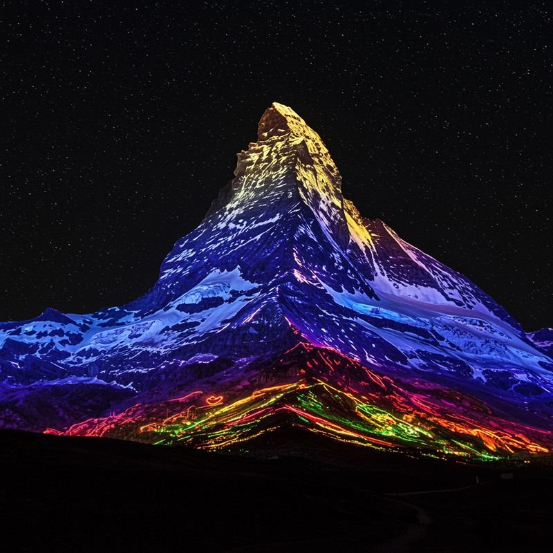 Colorful Neon Mountain Art Colorful Neon Mountain Art