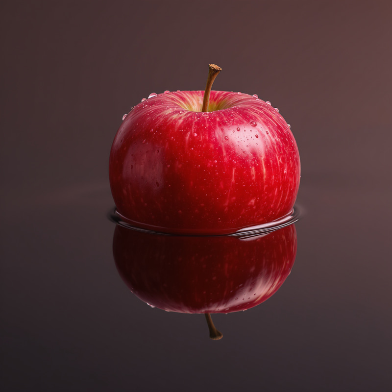 Hyper-Realistic Red Apple on Water Hyper-Realistic Red Apple on Water