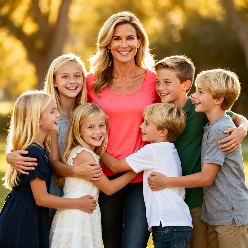 Fit Divorced Mom of Seven with Blonde Kids Fit Divorced Mom of Seven with Blonde Kids