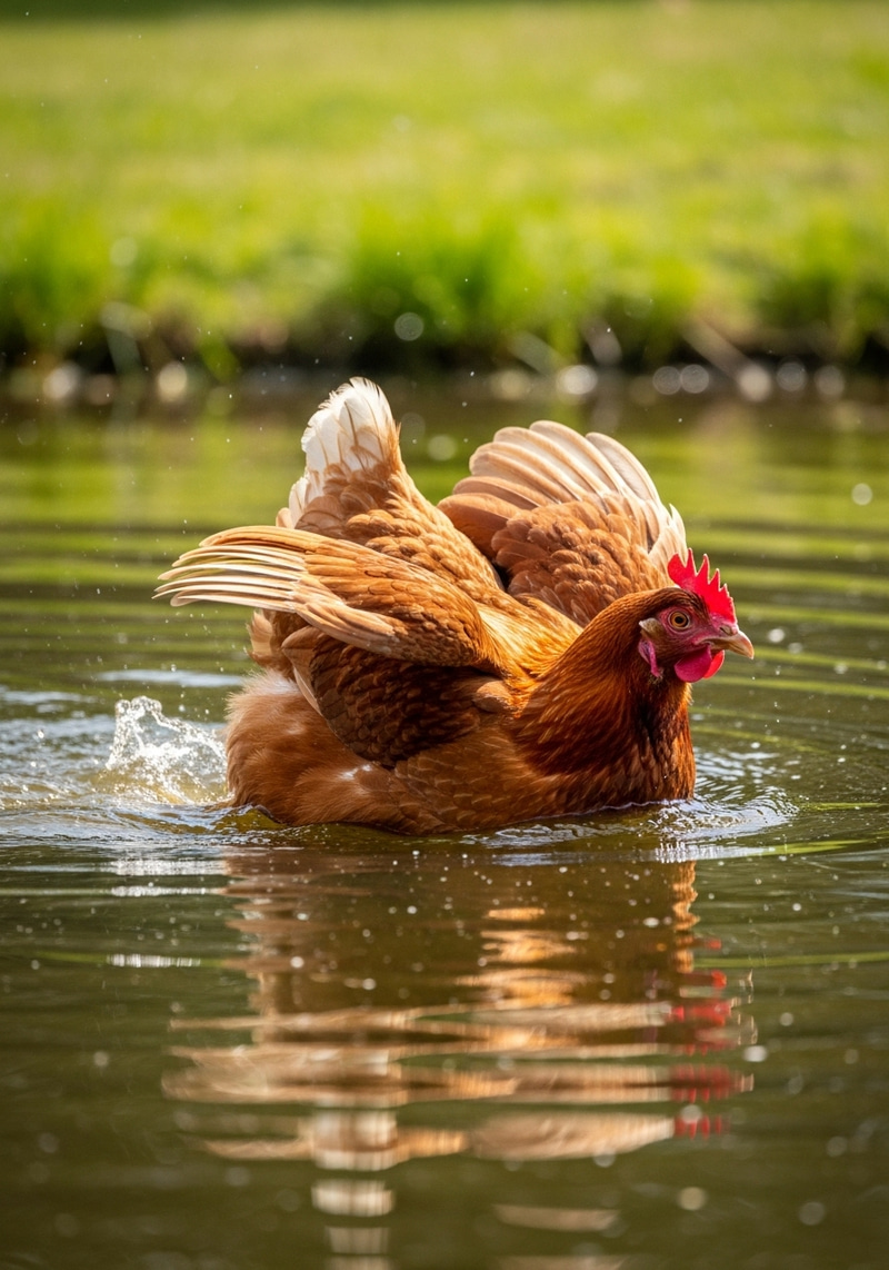 Chicken Swimming - A Fun View