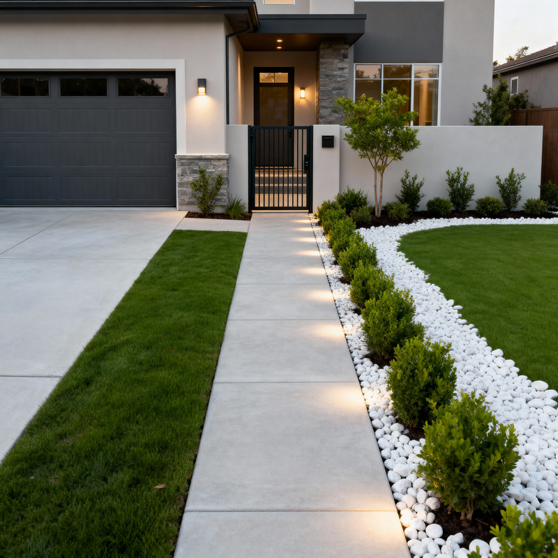 Creative Front Yard Landscape Ideas for Large Driveways