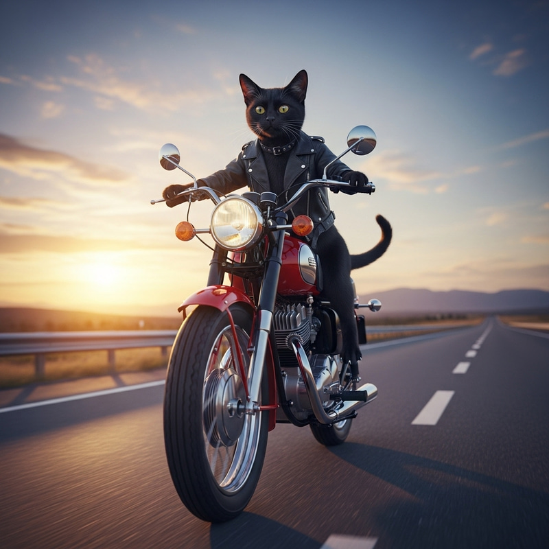 Cat Riding a Motorcycle: Cute and Adventurous Cat Riding a Motorcycle: Cute and Adventurous