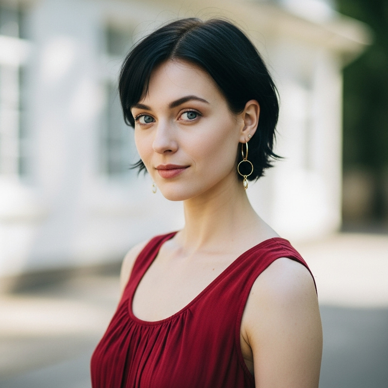 Portrait of a Woman with Blue Eyes and Black Hair Portrait of a Woman with Blue Eyes and Black Hair