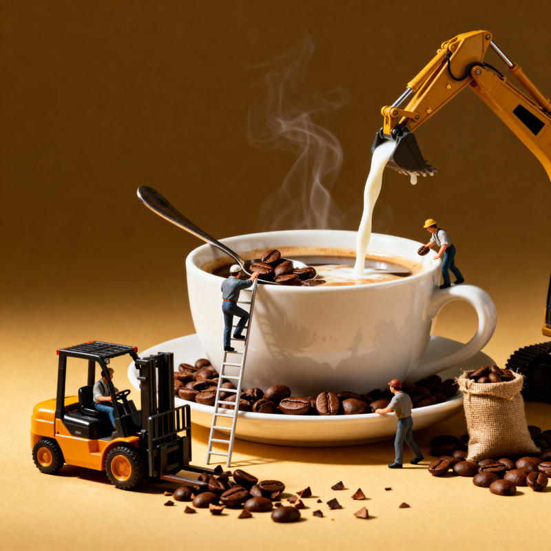 Dynamic Mini Workers Brewing Coffee Delightfully Dynamic Mini Workers Brewing Coffee Delightfully