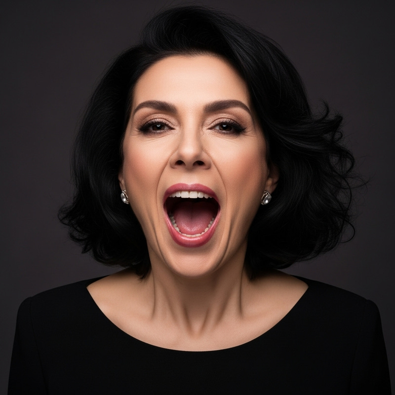 Woman Yawning Wide: Capture the Moment