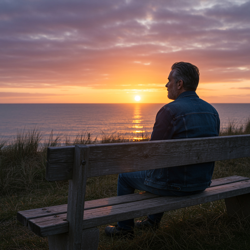 Solitary Man Watching the Sunset Solitary Man Watching the Sunset