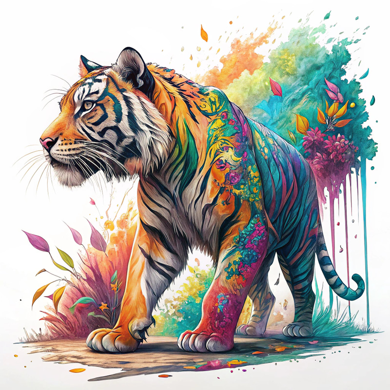 Vibrant Tiger Graffiti T-Shirt Art | High-Quality Design Vibrant Tiger Graffiti T-Shirt Art | High-Quality Design