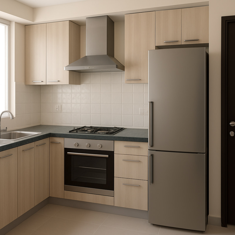 Stylish Modular Kitchen with Refrigerator Stylish Modular Kitchen with Refrigerator