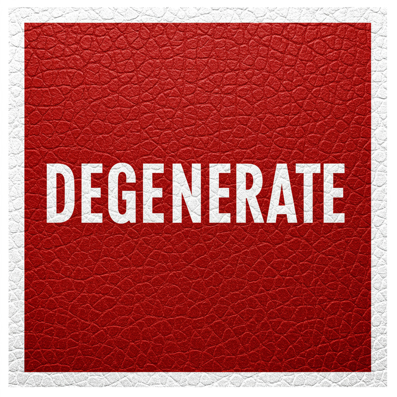 Stylish Red Faux Leather DEGENERATE Design Stylish Red Faux Leather DEGENERATE Design