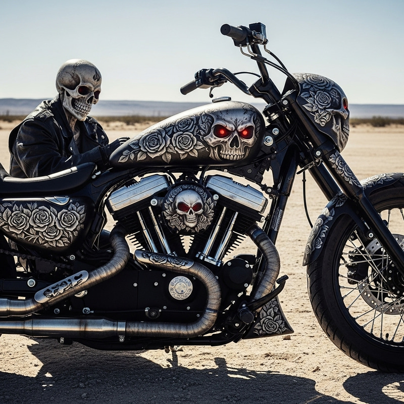 Skull Roses Motorcycle Artwork Skull Roses Motorcycle Artwork